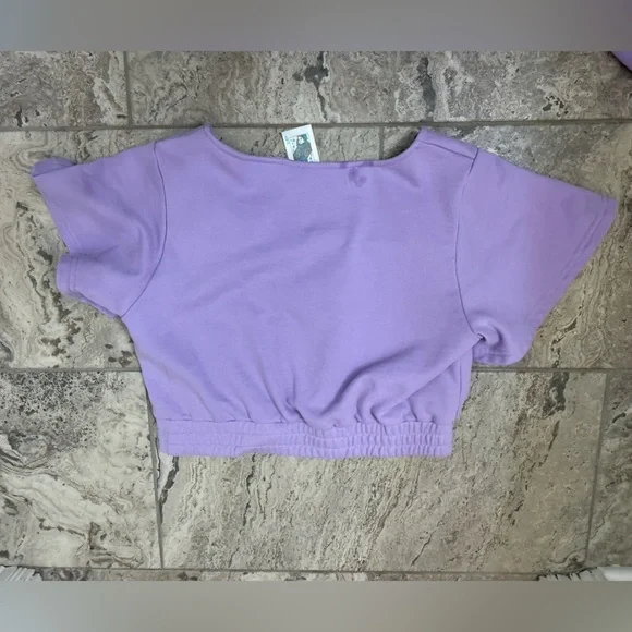 Like New Size Medium Queen of Sparkles Purple Crop Top w Sequin Embellishments - Picture 2 of 2